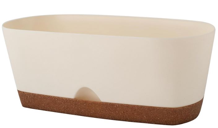 Горшок овальный InGreen WOOD д/суккулентов,25см,сливочный/бук